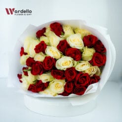 Alternative view of Classic Red & White Roses Bouquet