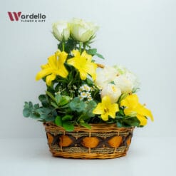 Golden Serenity Flower Basket