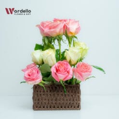 Blush Harmony Rose Basket