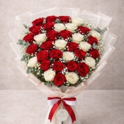 Royal Red & Ivory Bouquet (36 Roses)
